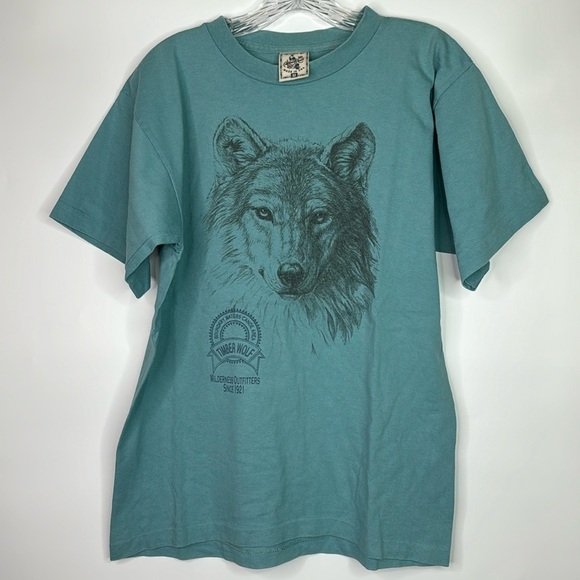 Vintage BWCA Boundary Waters Wolf Tshirt Medium Single Stitch 90s - Picture 1 of 10